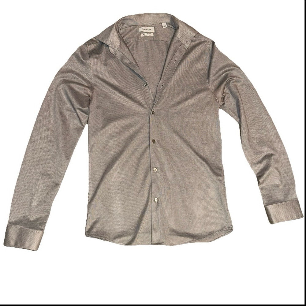 Men's Calvin Klein X Extra Slim Gray Button-Up Shirt Size S